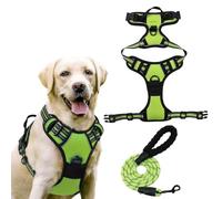 Harnais for Chien sans Traction, Harnais for Chiens de Grande Taille, Gilet de Service sans Traction avec Bandes réfléchissantes, réglable et Confortable for la Marche(Green,S)