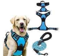 Harnais for Chien sans Traction, Harnais réfléchissant for Chien de Grande Race, Gilet réglable sans Traction avec Boucles sécurisées for Une Marche Facile(Sky Blue,S)
