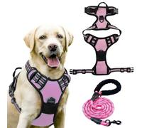 Harnais for Chien sans Traction, Harnais réfléchissant for Chien de Grande Race, Gilet réglable sans Traction avec Boucles sécurisées for Une Marche Facile(Pink,L)
