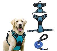 Harnais for Chien sans Traction, Harnais réfléchissant for Chien de Grande Race, Gilet réglable sans Traction avec Boucles sécurisées for Une Marche Facile(Peacock Blue,L)