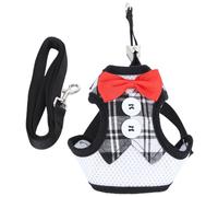 Harnais gilet pour chat avec laisse réglable, ceinture gilet anti-fugue pour animaux de compagnie en promenade (grille noire M)