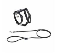 Love Story, Kit Harnais et Laisse pour Chat Nylon 20>28 cm / 120 cm Réfléchissant Noir