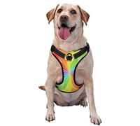 Harnais pour animal domestique imprimé dynamique arc-en-ciel anti-traction, harnais réfléchissant réglable pour chien, gilet Oxford facile à mettre