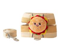 Harnais pour Animaux en Forme De Hamburger Et De Frites avec Laisse, Anti-évasion, Réfléchissant, Réglable, Gilet De Promenade pour Chiots Et Chatons (S/M/L/XL)-A||S