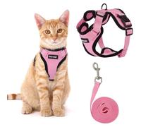 Harnais pour Chat avec Laisse Anti-évasion, Gilet Réglable et Respirant pour Chaton, Harnais Veste de Sécurité Souple en Maille pour Été, Taille M, Rose