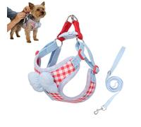 Harnais pour chat avec laisse en maille souple réglable, anti-éclatement, avec deux anneaux en D, nœud papillon rose, décoration pour promenades en plein air sûres, rouge, taille M