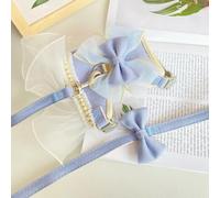Harnais pour chat avec nœud mignon et laisse - Robe de princesse pour chat - Harnais pour chat - Robe harnais avec nœud (S, bleu)