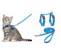 Flamingo Harnais avec Laisse pour Chaton Elza Bleu - Taille S - A:15-22cm B:20-30cm C:120cm x 10mm x 2mm | Harnais Réglable en Nylon avec Clip Sécurisé