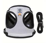 Harnais pour Chat, Gilet Anti-évasion, Harnais Réglable Réfléchissant Et Respirant pour Animaux de Compagnie, Corde de Traction pour Chat, Adapté Aux Sorties Et Aux Voyages, Taille M (M)