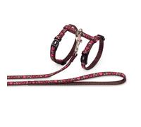 Nobby Harnais + Laisse Ajustable pour Chat Motif Love Rose 30-35 cm + 120 cm