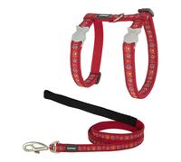 Harnais pour chat Red Dingo Style Rouge Sangle Empreinte d'animal