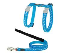 Harnais pour chat Red Dingo Style Turquoise Étoile Blanc Sangle