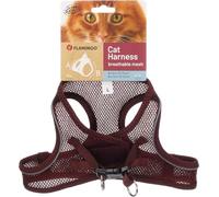 Harnais pour Chat - Step&Go Berta Aubergine L - 30-34 cm / 48-52 cm - Nylon Mesh Respirant réglable avec Bandes réfléchissantes
