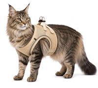 Harnais Chat Step&Go Berta Beige Taille L (30-34 cm / 48-52 cm) - Harnais Réglable Ultra Confort - Système Antipression - Flamingo
