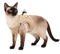Harnais Chat Step&Go Berta Beige Taille M (29-33 cm / 42-46 cm) - Nylon Résistant et Maille Aérée - Facile à Mettre - Flamingo