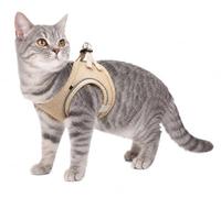 Harnais pour Chat - Step&Go Berta Beige S - 24-29 cm / 31-35 cm - Nylon Mesh Respirant réglable avec Bandes réfléchissantes