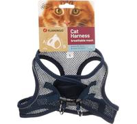 Harnais pour Chat - Step&Go Berta Bleu foncé L - 30-34 cm / 48-52 cm - Nylon Mesh Respirant réglable avec Bandes réfléchissantes