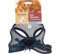 Harnais pour Chat - Step&Go Berta Bleu foncé M - 29-33 cm / 42-46 cm - Nylon Mesh Respirant réglable avec Bandes réfléchissantes