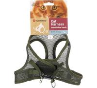 Harnais pour Chat - Step&Go Berta Kaki L - 30-34 cm / 48-52 cm - Nylon Mesh Respirant réglable avec Bandes réfléchissantes