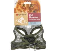 Harnais pour Chat - Step&Go Berta Kaki S - 24-29 cm / 31-35 cm - Nylon Mesh Respirant réglable avec Bandes réfléchissantes