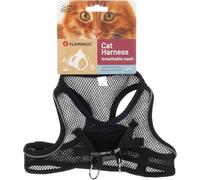 Harnais pour Chat - Step&Go Berta Noir L - 30-34 cm / 48-52 cm - Nylon Mesh Respirant réglable avec Bandes réfléchissantes