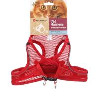 Harnais pour Chat - Step&Go Berta Rouge L - 30-34 cm / 48-52 cm - Nylon Mesh Respirant réglable avec Bandes réfléchissantes