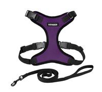 Harnais pour chat Voyager Step-in Lock et laisse pour chat avec poignée en néoprène by Best Pet Supplies - pour les chats de petite, moyenne et grande taille, Pourpre / Bordure noire, size S - 1,5 m