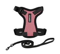 Harnais pour chat Voyager Step-in Lock et laisse pour chat avec poignée en néoprène by Best Pet Supplies - pour les chats de petite, moyenne et grande taille, Rose / Bordure noire, size XXS - 1,5 m