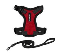Harnais pour Chat Voyager Step-in Lock et Laisse réfléchissante pour Chat, poignée en néoprène by Best Pet Supplies - pour Les Petites, Moyennes et Grandes Chats, Rouge/Bord Noir, XS - 1,5 m