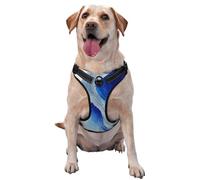 Harnais pour chien abstrait fluide, argenté et bleu, anti-traction, réglable, réfléchissant, Oxford facile à contrôler, harnais pour chien de taille moyenne et grande