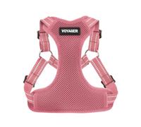 Harnais pour chien ajustable Voyager avec bandes réfléchissantes by Best Pet Supplies - Durable et respirant, avec anneau en D pour la laisse, Rose, size XL