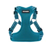 Harnais pour chien ajustable Voyager avec bandes réfléchissantes by Best Pet Supplies - Durable et respirant, avec anneau en D pour la laisse, Turquoise, size M