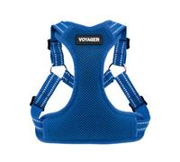 Harnais pour chien ajustable Voyager avec bandes réfléchissantes by Best Pet Supplies - Durable et respirant, avec anneau en D pour la laisse, Bleu Royal, size M