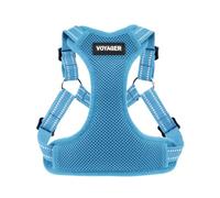 Harnais pour Chien Ajustable Voyager avec Bandes réfléchissantes by Best Pet Supplies - Durable et Respirant, avec Anneau en D pour la Laisse, Bleu Clair, Size L