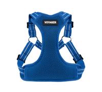 Harnais pour chien ajustable Voyager avec bandes réfléchissantes by Best Pet Supplies - Durable et respirant, avec anneau en D pour la laisse, Bleu Royal, size S