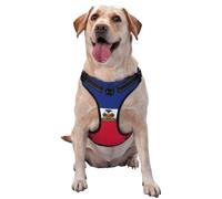 Harnais pour chien avec drapeau haïtien - équipé de bandes réfléchissantes pour animaux de compagnie et de boucles à dégagement rapide - Convient à tous les types de chiens