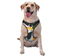 Harnais pour chien avec formes géométriques abstraites - Vert et jaune - Réglable - Réfléchissant - Oxford - Contrôle facile - Taille moyenne et grande