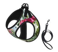 Harnais pour chien avec imprimé cactus et roses succulentes, 2 boucles, gilet pour chien, clip avant anti-traction pour laisse pour chiens de petite et moyenne taille