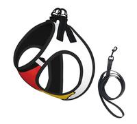 Harnais pour chien avec imprimé carte du drapeau allemand et laisse - Harnais doux et léger en maille respirante