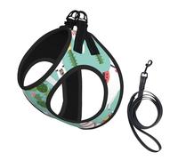 Harnais pour chien avec imprimé lama alpaga tropical et fleur de cactus - Petite taille et laisse - Doux et léger - Maille respirante