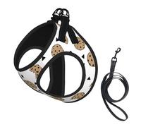 Harnais pour chien avec laisse S - Ensemble de laisse réfléchissante pour chien - Imprimé biscuits et pépites de chocolat pour l'extérieur et la promenade du chien