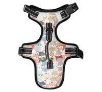 Harnais pour chien avec motif renard mignon et loup, réfléchissant, réglable, avec 2 clips pour laisse et poignée de contrôle facile pour chiens et chats de petite et moyenne taille, taille S