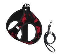 Harnais pour chien avec motif tête de mort et rose - Petite taille - Léger et respirant - En maille respirante