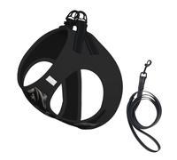 Harnais pour chien carlin noir mignon - standard - échelle standard - 2 boucles - 2 boucles - gilet pour chien - clip avant anti-traction pour laisse - pour chiens de petite et moyenne taille