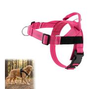 Harnais pour chien, clip avant réglable, matériau rembourré doux respirant, anneau en D robuste, poignée de préhension robuste, pour chiens de petite et grande taille (rose, taille L)