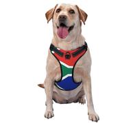 Harnais pour chien de petite, moyenne et grande taille avec motif drapeau de l'Afrique du Sud - Durable, anti-traction avec sangles réfléchissantes et boucles à dégagement rapide - Taille L