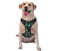 Harnais pour Chien de Petite, Moyenne et Grande Taille, Facile à Promener, Motif Chat Noir Mystique, lucioles, Harnais Anti-Traction, réglable, Respirant, réfléchissant, Gilet pour Chien, pour l'en