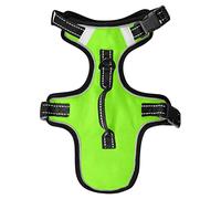 Harnais pour chien de petite taille - Réglable - Avec laisse - Réfléchissant à l'avant - Avec poignée - Contrôle facile - Pour chiens de petite, moyenne et grande taille - Vert fluo