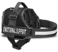 Harnais pour chien de soutien émotionnel avec sangles réfléchissantes, patchs interchangeables et poignée supérieure - ESA en 8 tailles - Harnais pour chien de travail (noir, taille XL)