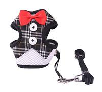 Harnais pour Chien élégant avec nœud Papillon, Corde de Traction, Harnais réglable pour Chiens de Petite et Moyenne Taille, Poitrine de Chat (Plaid doré S)
